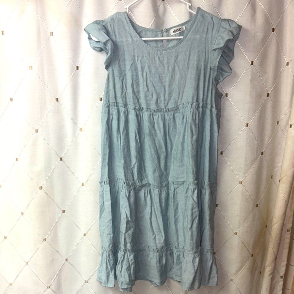 Women's Light Blue Ruffle Dress - Picture 6 of 9